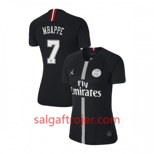 Paris Saint-Germain Fodboldtrøjer Mbappe 7 Jodan Sort Dame 3. sæt 2018/19 Kort ærmer Paris Saint-Germain Fodboldtrøjer Mbappe 7 Jodan Sort Dame 3. sæt 2018/19 Kort ærmer